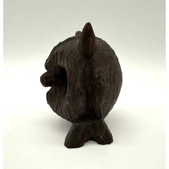 Vintage Owl Figurine Carved Wood Googly Eyes Mid Century Modern Kitsch Horned - Picture 2 of 9